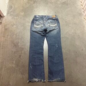 Y2K‎ BKE Derek mens blue bootcut jeans embroidered thick stitch wide leg